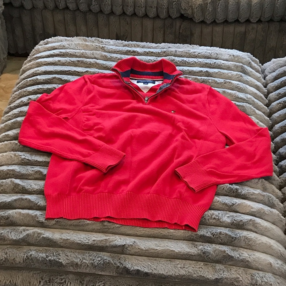 Tommy Hilfiger Men's Vibrant Red Zip-Up Sweater
